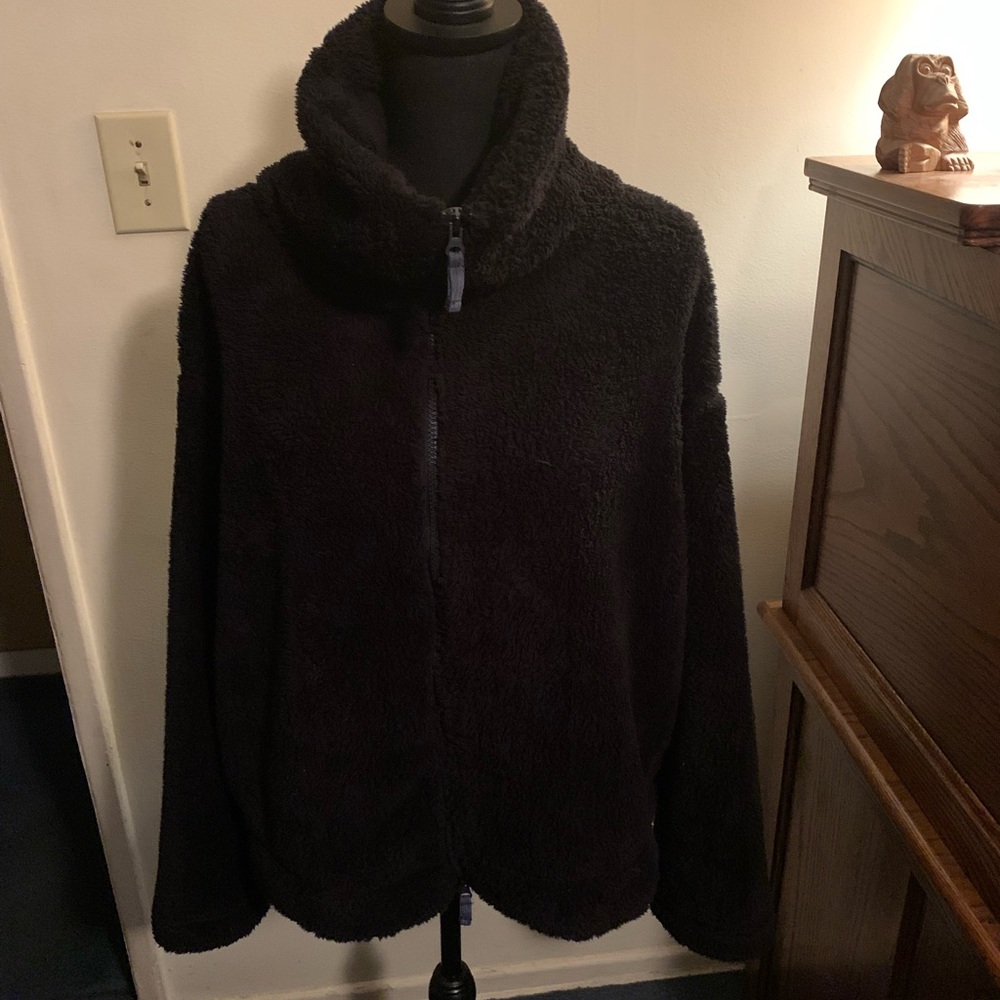 Free People Movement Black Dazed Hi Neck Sherpa Jacket - Size Large